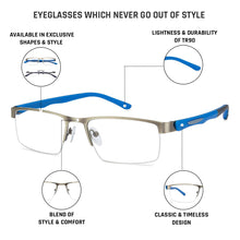Load image into Gallery viewer, Grey Rectangle Half Rim Unisex Eyeglasses by Lenskart Air Online-120284