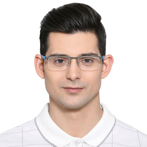 Grey Rectangle Half Rim Unisex Eyeglasses by Lenskart Air Online-120284