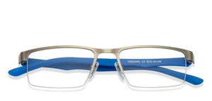 Grey Rectangle Half Rim Unisex Eyeglasses by Lenskart Air Online-120284