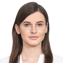 Load image into Gallery viewer, Gold Rectangle Half Rim Unisex Eyeglasses by Lenskart Air Online-120129