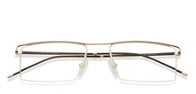 Load image into Gallery viewer, Gold Rectangle Half Rim Unisex Eyeglasses by Lenskart Air Online-120129