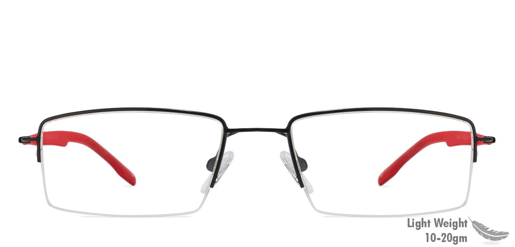 Black Rectangle Half Rim Unisex Eyeglasses by Lenskart Air Online-120144
