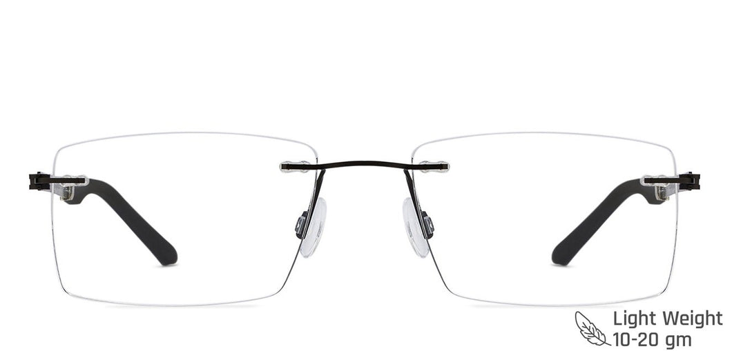 Black Rectangle Rimless Unisex Eyeglasses by Lenskart Air Online-120171