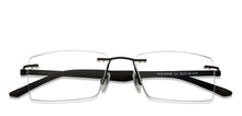 Load image into Gallery viewer, Black Rectangle Rimless Unisex Eyeglasses by Lenskart Air Online-120171