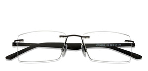 Black Rectangle Rimless Unisex Eyeglasses by Lenskart Air Online-120171