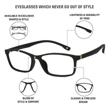 Load image into Gallery viewer, Black Rectangle Full Rim Unisex Eyeglasses by Lenskart Air Online-121126