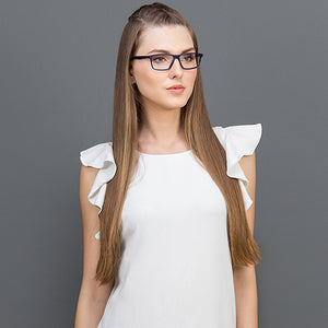 Blue Rectangle Full Rim Unisex Eyeglasses by Vincent Chase Online-121921