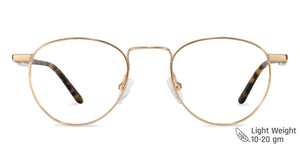 Gold Round Full Rim Unisex Eyeglasses by Vincent Chase VC-122209