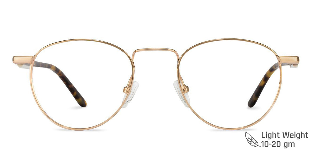 Gold Round Full Rim Unisex Eyeglasses by Vincent Chase VC-122209