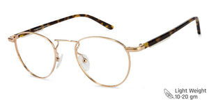 Gold Round Full Rim Unisex Eyeglasses by Vincent Chase VC-122209