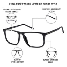 Load image into Gallery viewer, Black Rectangle Full Rim Unisex Eyeglasses by Lenskart Air Online-129709