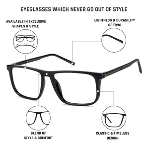 Black Rectangle Full Rim Unisex Eyeglasses by Lenskart Air Online-129709
