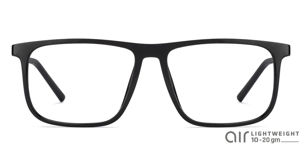 Black Rectangle Full Rim Unisex Eyeglasses by Lenskart Air Online-129709