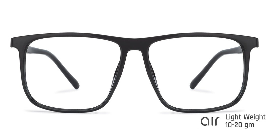 Black Rectangle Full Rim Unisex Eyeglasses by Lenskart Air Online-137398