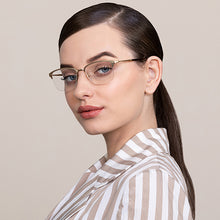 Load image into Gallery viewer, Gold Wayfarer Half Rim Unisex Eyeglasses by Vincent Chase Online-124427