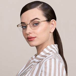 Gold Wayfarer Half Rim Unisex Eyeglasses by Vincent Chase Online-124427