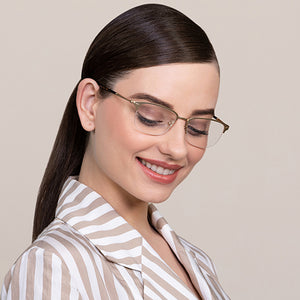 Gold Wayfarer Half Rim Unisex Eyeglasses by Vincent Chase Online-124427