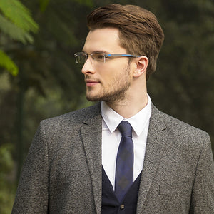 Grey Rectangle Rimless Unisex Eyeglasses by Lenskart Air Online-124495
