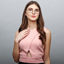 Load image into Gallery viewer, Gold Rectangle Full Rim Unisex Eyeglasses by Lenskart Air Online-124820