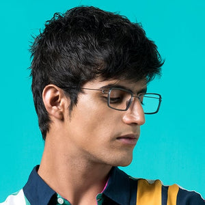 Grey Rectangle Full Rim Unisex Eyeglasses by Lenskart Air Online-124821