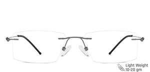 Silver Rectangle Rimless Unisex Eyeglasses by Vincent Chase-142697