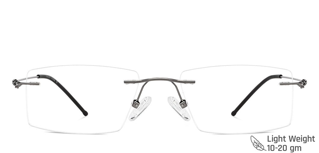 Silver Rectangle Rimless Unisex Eyeglasses by Vincent Chase-142697