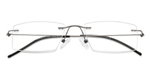 Load image into Gallery viewer, Silver Rectangle Rimless Unisex Eyeglasses by Vincent Chase-142697