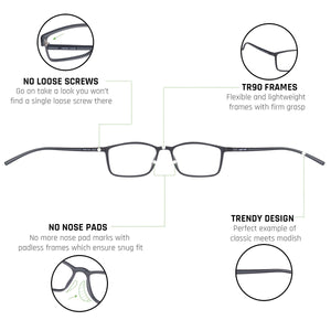 Black Rectangle Full Rim Unisex Eyeglasses by Lenskart Air Online-124830