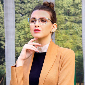 Blue Rectangle Full Rim Unisex Eyeglasses by Vincent Chase Online-124852