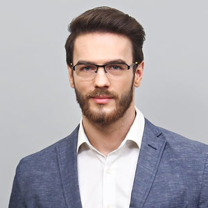 Gunmetal Rectangle Half Rim Unisex Eyeglasses by Vincent Chase VC-124873