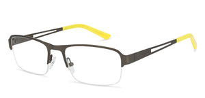 Gunmetal Rectangle Half Rim Unisex Eyeglasses by Vincent Chase VC-124873