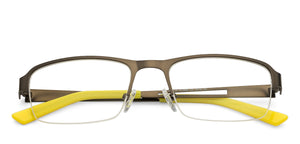 Gunmetal Rectangle Half Rim Unisex Eyeglasses by Vincent Chase VC-124873