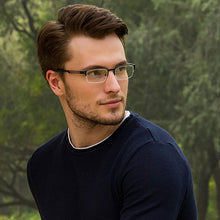 Load image into Gallery viewer, Blue Rectangle Half Rim Unisex Eyeglasses by Vincent Chase VC-124878