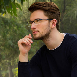 Blue Rectangle Half Rim Unisex Eyeglasses by Vincent Chase VC-124878