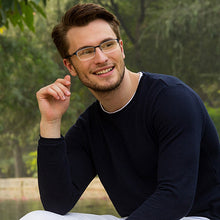 Load image into Gallery viewer, Blue Rectangle Half Rim Unisex Eyeglasses by Vincent Chase VC-124878