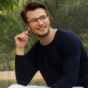Blue Rectangle Half Rim Unisex Eyeglasses by Vincent Chase VC-124878