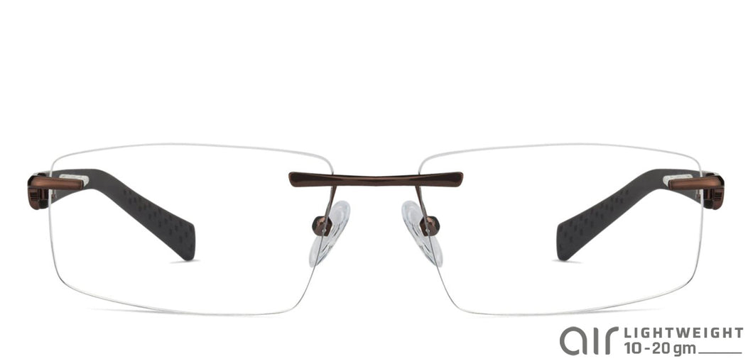 Brown Rectangle Rimless Unisex Eyeglasses by Lenskart Air Online-126343