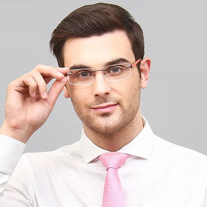 Brown Rectangle Rimless Unisex Eyeglasses by Lenskart Air Online-126343