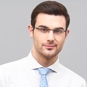 Black Rectangle Rimless Unisex Eyeglasses by Lenskart Air Online-126348