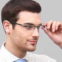 Load image into Gallery viewer, Black Rectangle Rimless Unisex Eyeglasses by Lenskart Air Online-126348