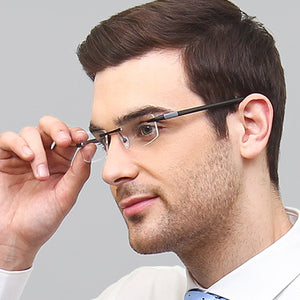 Black Rectangle Rimless Unisex Eyeglasses by Lenskart Air Online-126348