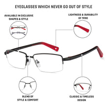 Load image into Gallery viewer, Black Rectangle Half Rim Unisex Eyeglasses by Lenskart Air Online-126361