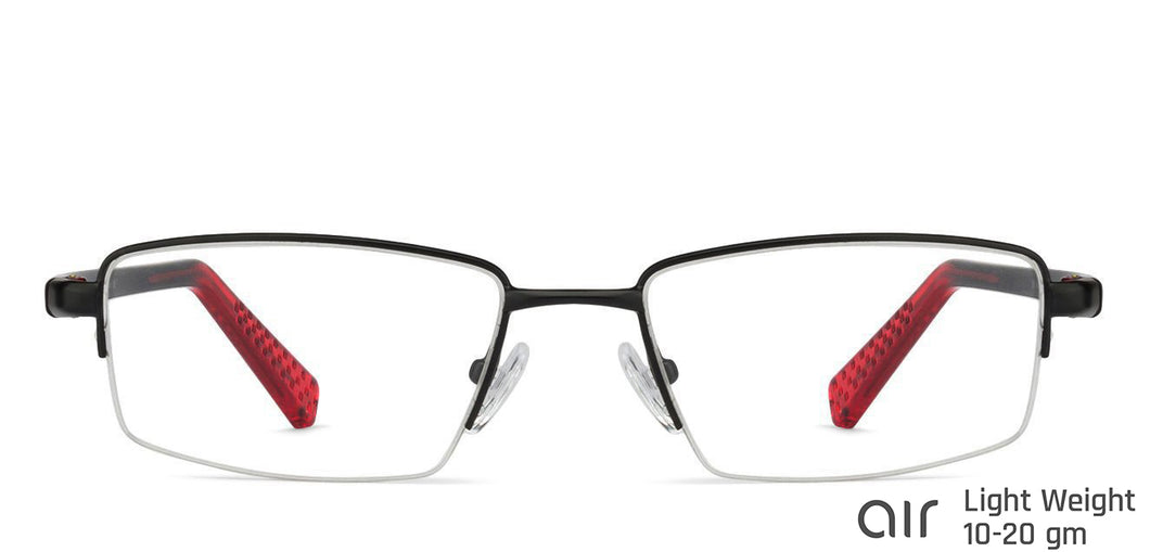 Black Rectangle Half Rim Unisex Eyeglasses by Lenskart Air Online-126361