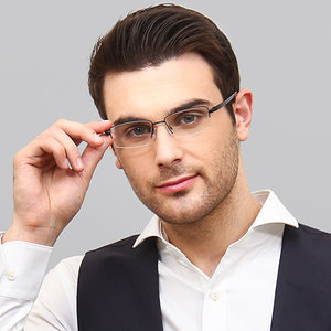 Black Rectangle Half Rim Unisex Eyeglasses by Lenskart Air Online-126361