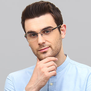 Black Rectangle Half Rim Unisex Eyeglasses by Lenskart Air Online-126365