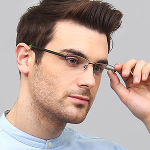 Black Rectangle Half Rim Unisex Eyeglasses by Lenskart Air Online-126365