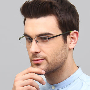 Black Rectangle Half Rim Unisex Eyeglasses by Lenskart Air Online-126365