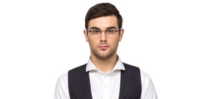 Gunmetal Rectangle Rimless Unisex Eyeglasses by Vincent Chase VC-126367