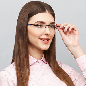 Gunmetal Rectangle Rimless Unisex Eyeglasses by Vincent Chase VC-126367