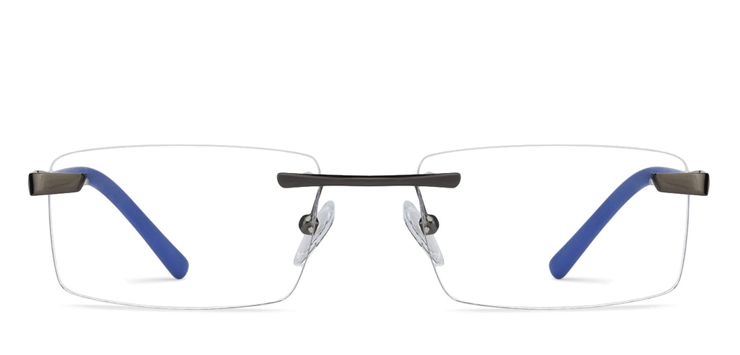 Gunmetal Rectangle Rimless Unisex Eyeglasses by Vincent Chase VC-126367